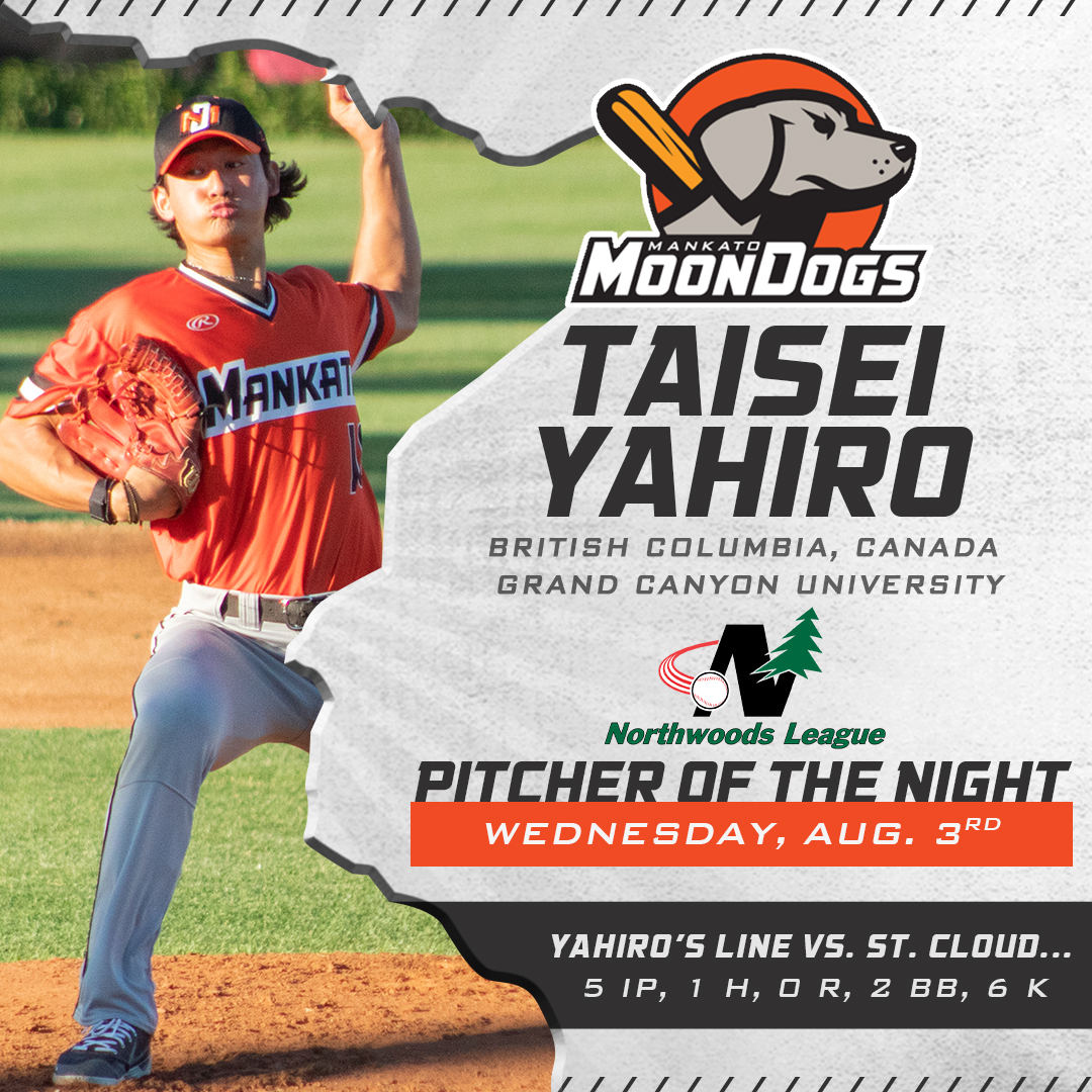 .<a href="/yahirotaisei/">TaiseiYahiro (八尋大誠)</a> was DEALING in enemy territory last night!

His five shutout innings pitched with one hit against and six strikeouts earned him NWL Pitcher of the Night! #GoDogs 

<a href="/GCU_Baseball/">Grand Canyon Baseball</a> x #MoonDogginIt