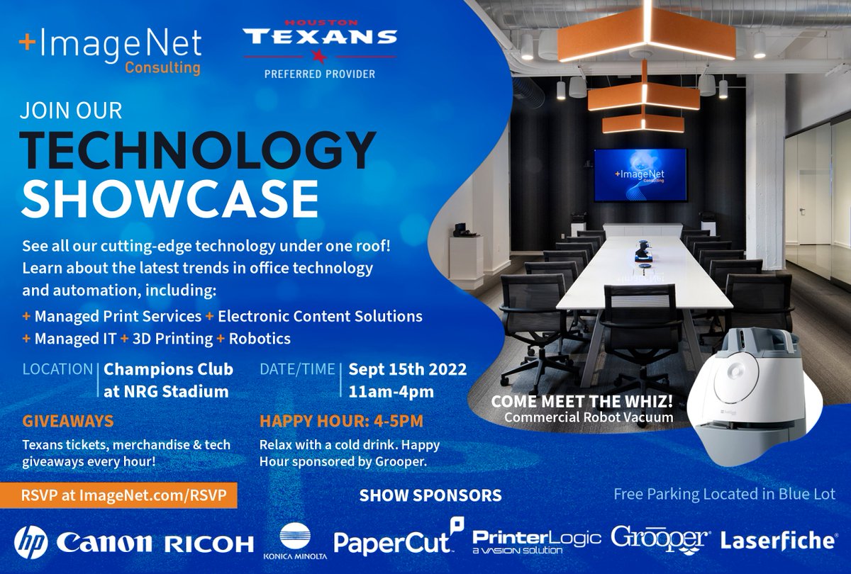 Join our Technology Showcase! Come see all of our cutting-edge technology at the @HoustonTexans' NRG Stadium. 🏈 RSVP at hubs.ly/Q01j4Yy_0 We hope to see you there!