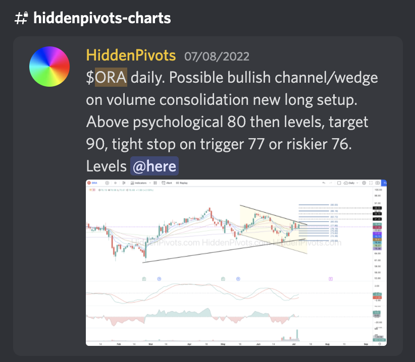 HiddenPivots's tweet image. $ORA daily ⬆️ Solid r/s breakout continuation from our HP $80 trigger long setup.

#HPchartroom