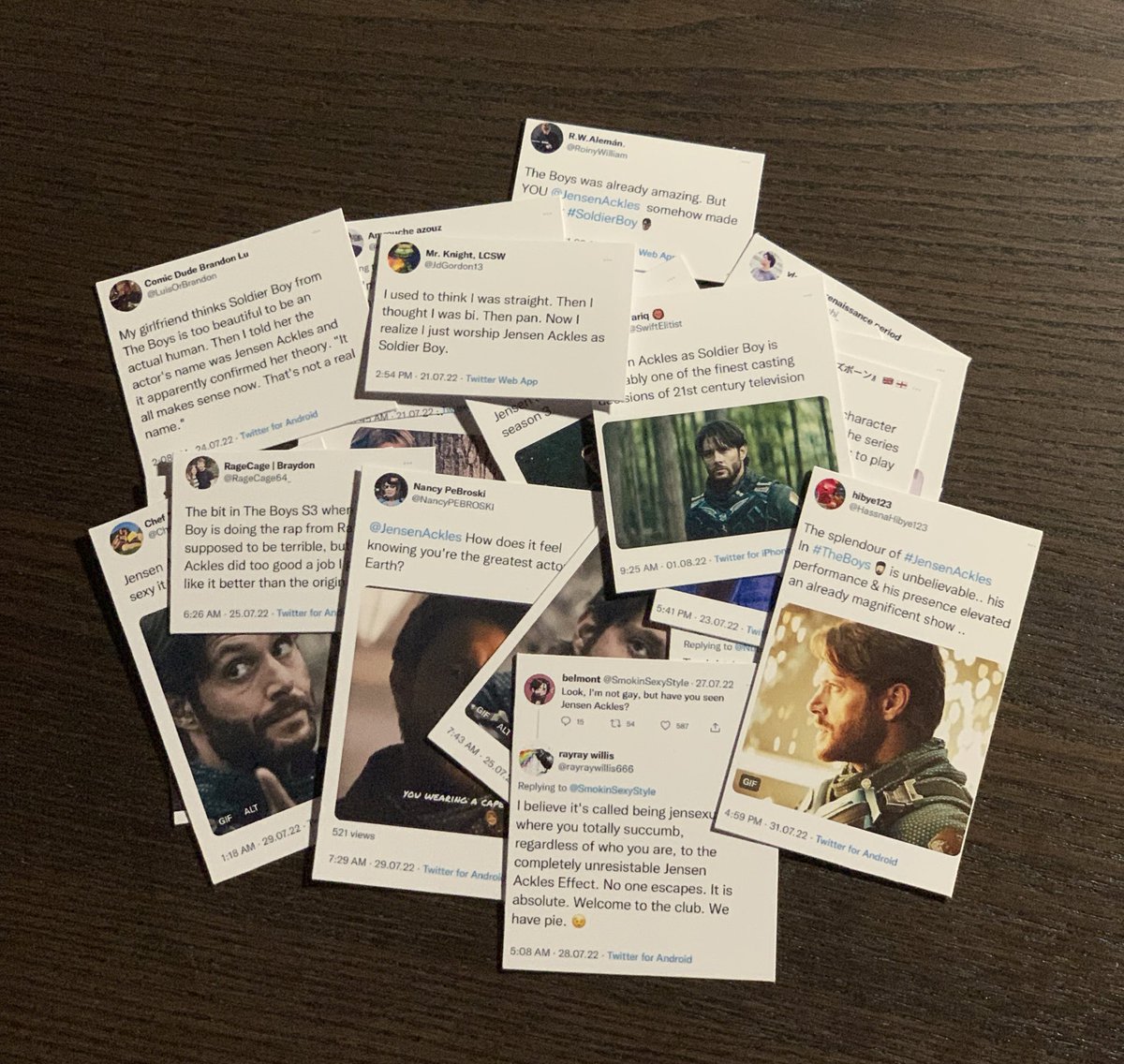 acklessoldier's tweet photo. this is pile 1 of 5 or 6...this takes much longer than i thought 😬
but i know it's worth it for him, he deserves the world and more 💚 #jensenproject https://t.co/xqGiAvbM1l