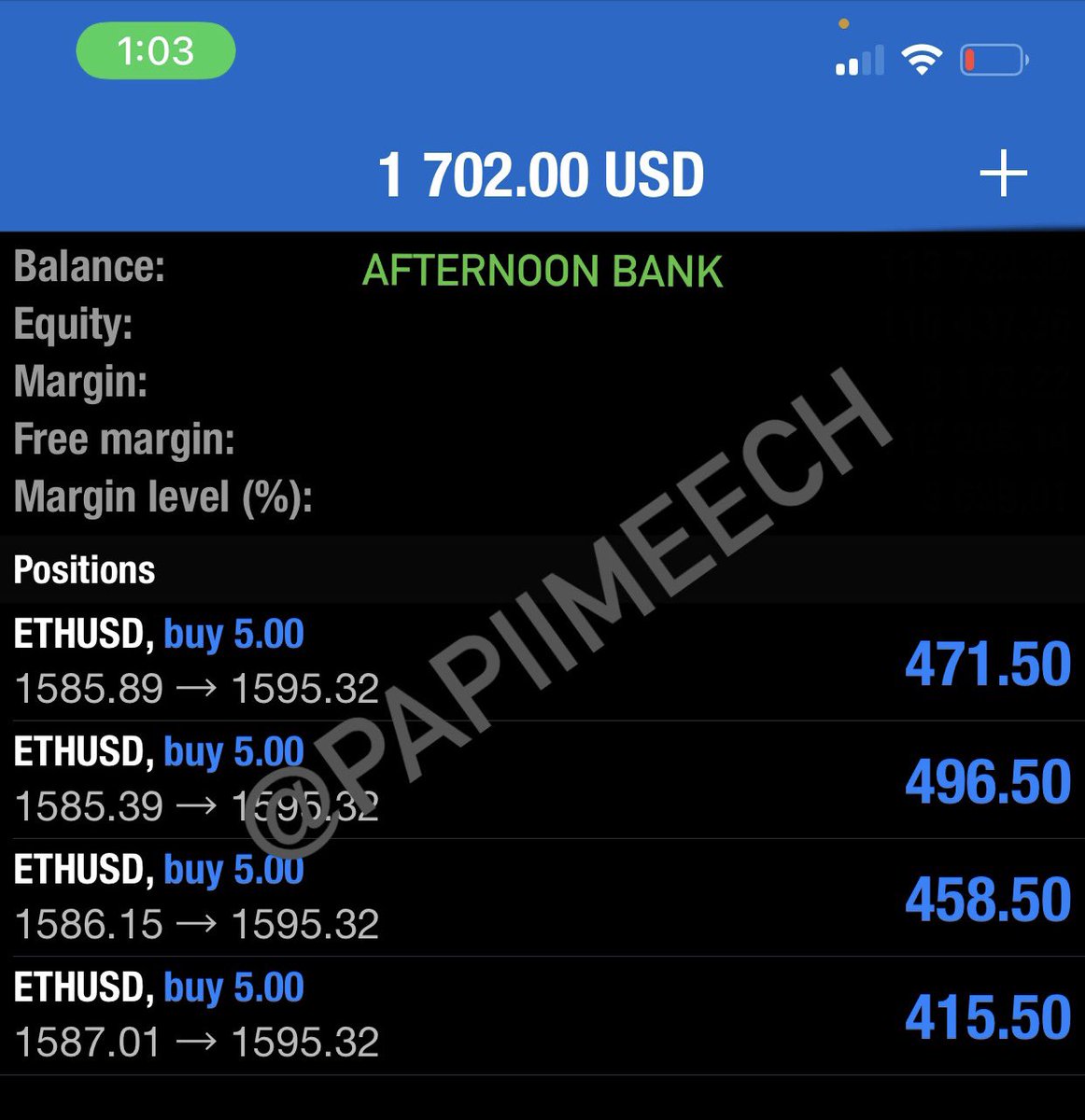 PapiiMeech's tweet photo. Afternoon bank.. stop playin with me..for the last 6 days i been meeting my goals. I’m really that guy my g #1kaday #TMP #UnlimitedMoney #Crypto #NotStocks https://t.co/zfJqgn8tKC