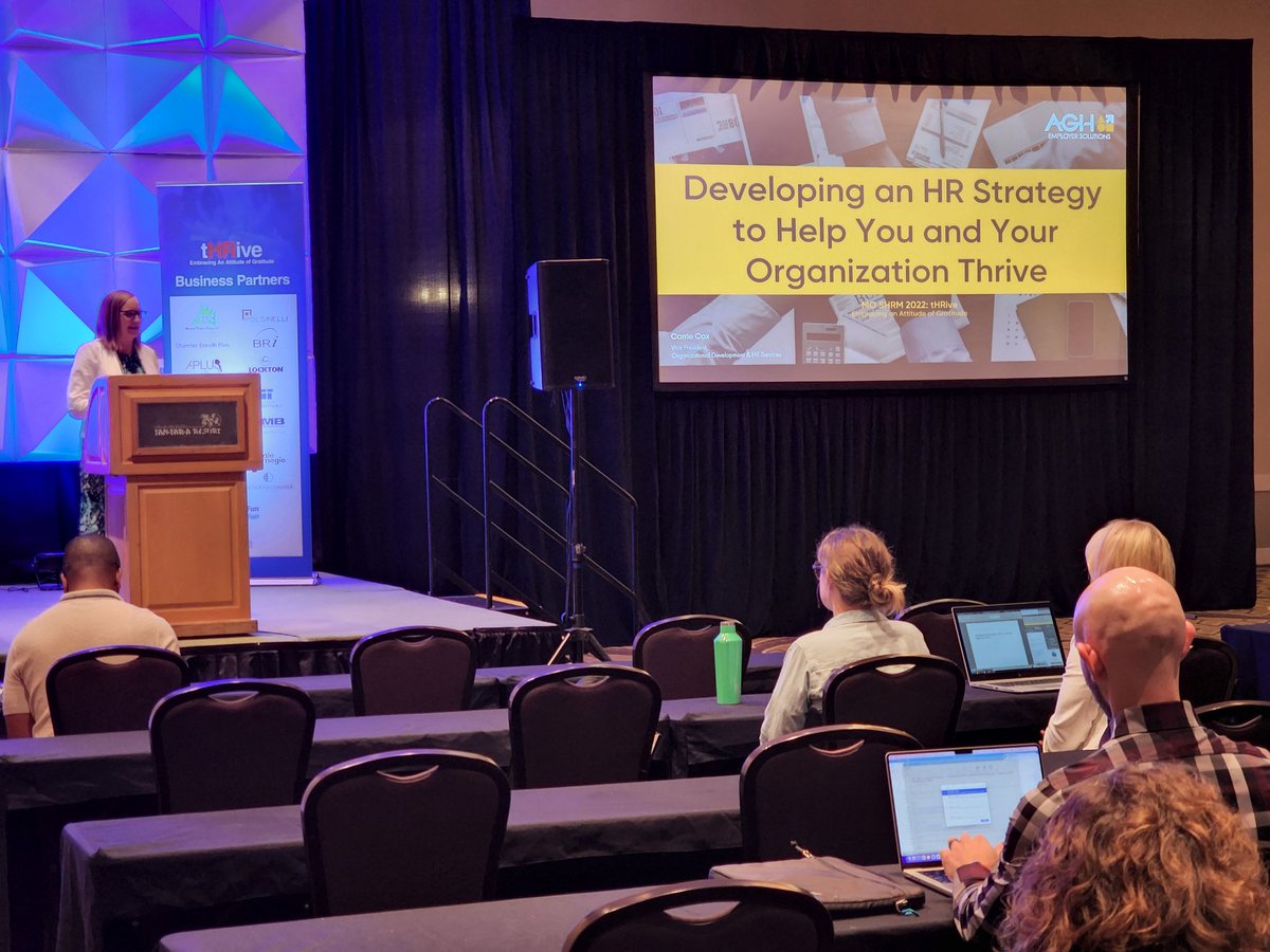 AGHCindy's tweet photo. @AGHLC's @CarrieCoxHR speaking to HR professionals at #MOSHRM22 https://t.co/0RXs8nMClL