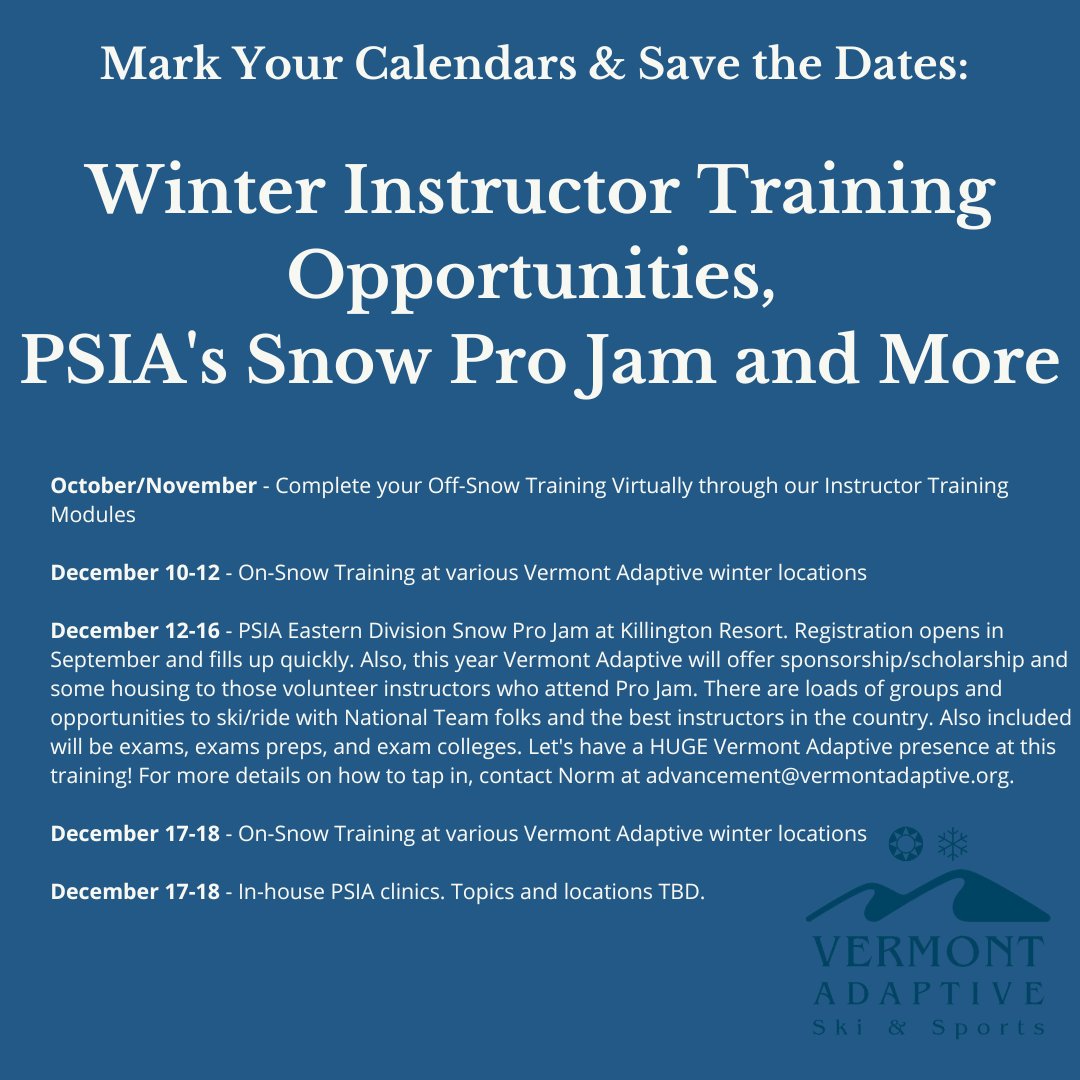 It may be 90 degrees outside today but we are cooling off by starting to plan for our Winter Programs for the 2022-2023 season! First up will be loads of training opportunities for new and returning volunteers.