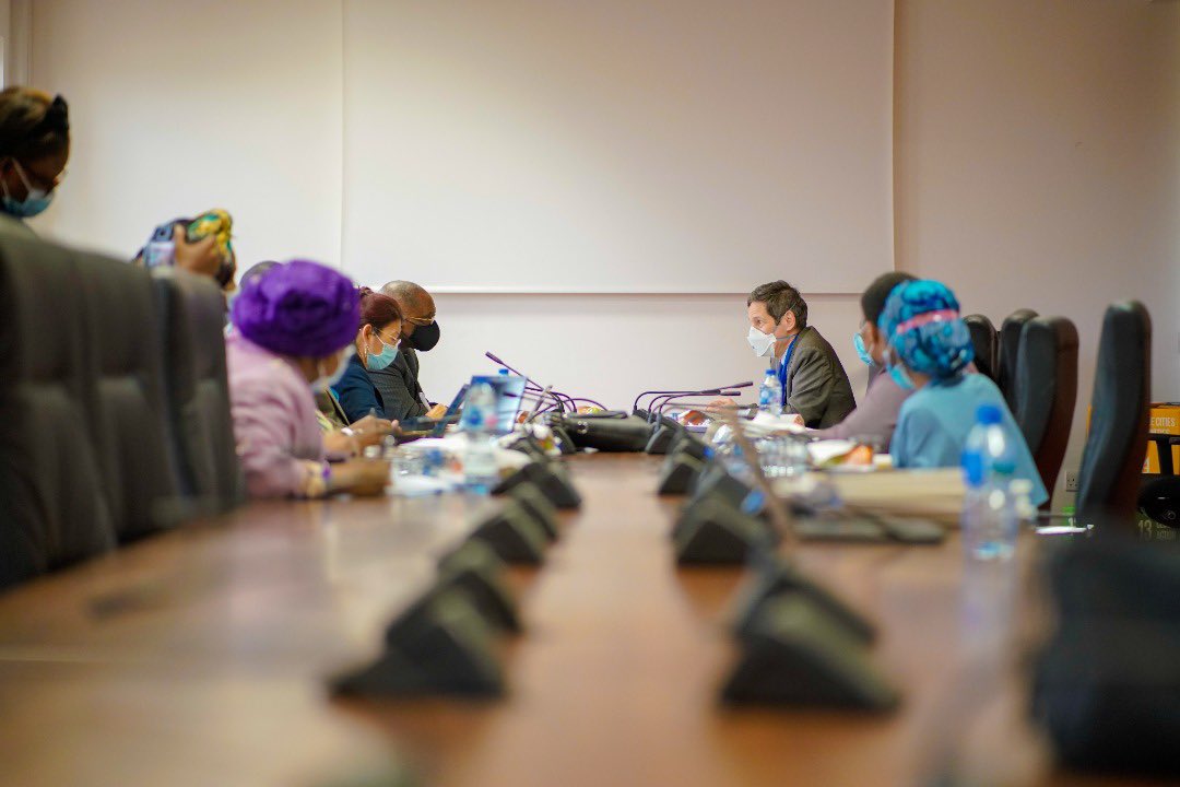 WMulombo's tweet photo. Today, my team and I met with @DrTomFrieden,  CEO of Resolve to Save Lives. Our fruitful discussions centered around strategic engagement between @ResolveTSL's &amp; @WHO across health security &amp; cardiovascular health programs. https://t.co/AmYAiuq3QT