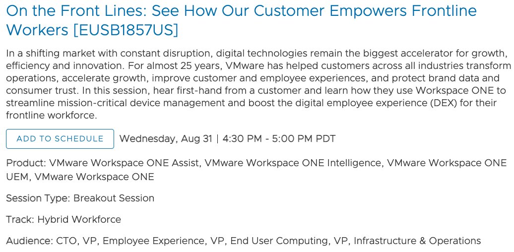 BoBusillo's tweet image. If you are headed to S.F. for VMware Explore here is a great session (EUSB1857US) to check out , my customer (American Water's) journey using WS1 to boost their Digital Employee Experience. #vmware #VMwareExplore #employeeexperience