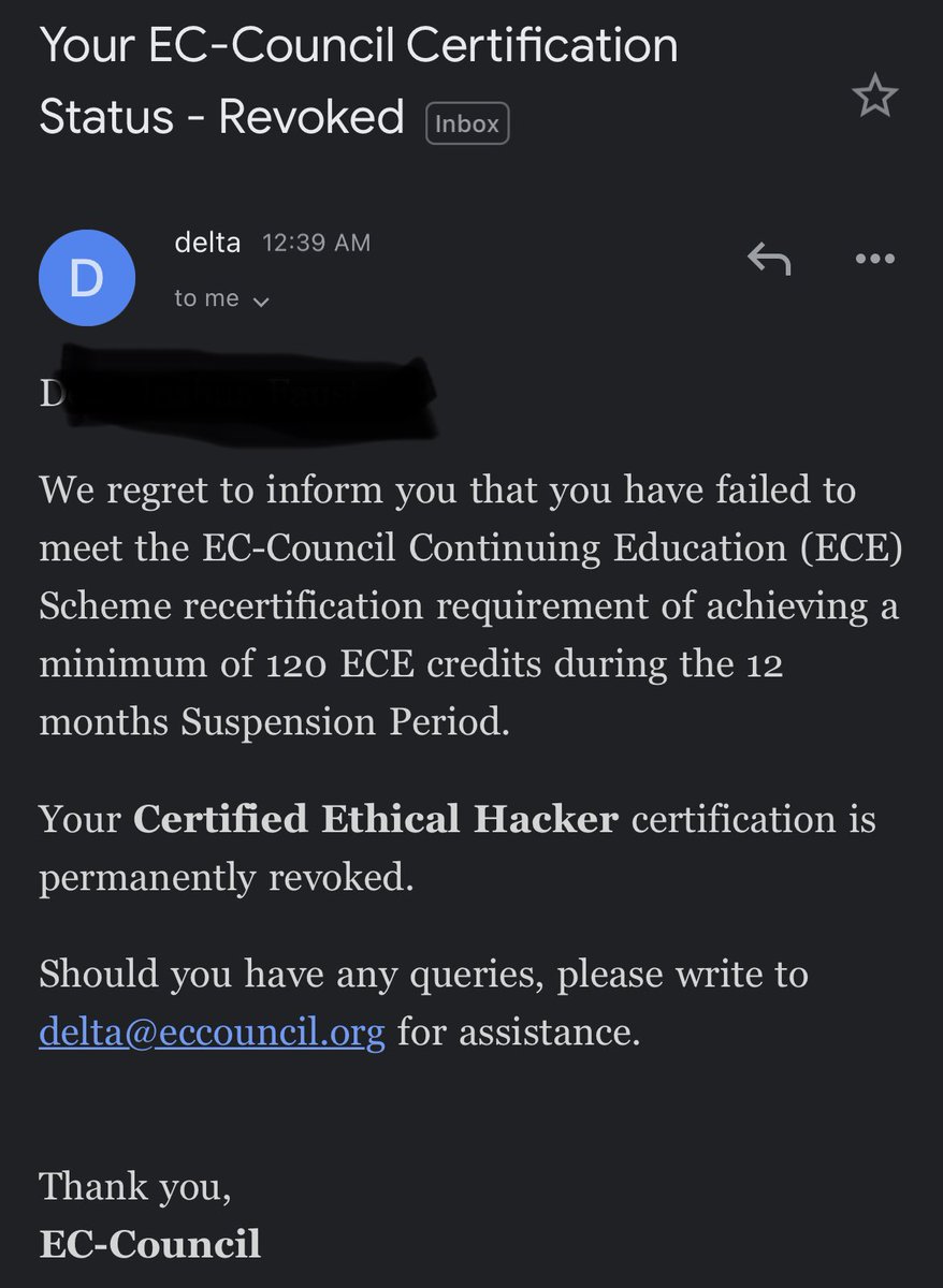 Uh oh friends… I guess I’m not a hacker anymore… #CEH