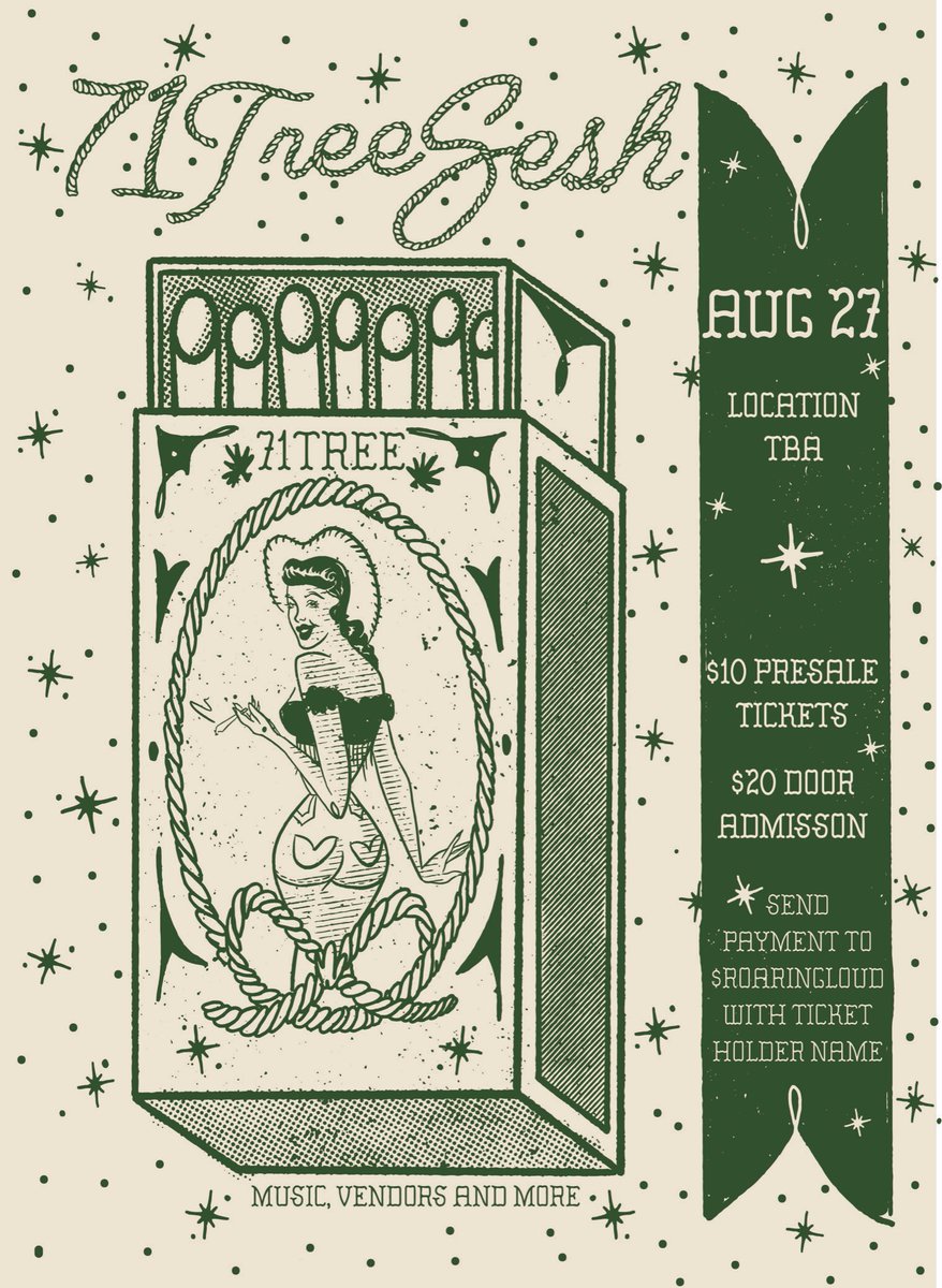 Ooowee! 71Tree Sesh is back and bigger than ever. 🤠

Limited vendor spots available. DM <a href="/71TreeEvents/">71Tree Events</a> or <a href="/71TreeCo/">The 71Tree Company</a> for details. 

PRESALE TICKETS ARE ON SALE. 🌴✨