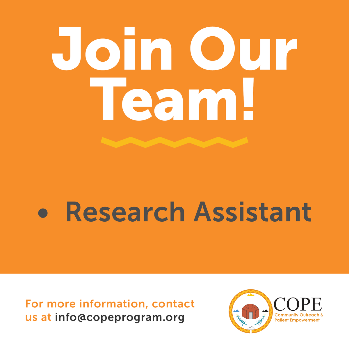 COPE_Program's tweet image. ❗️Join Our Team❗

W️e are looking for a Research Assistant. To apply or to view the job description, click here: ow.ly/rk1s50KbSHu