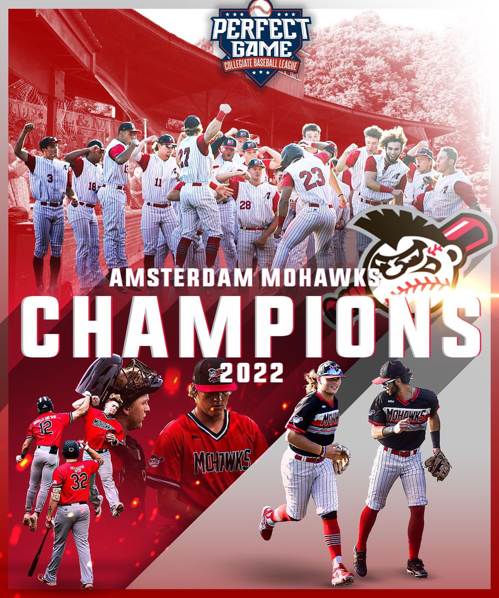 Congatulations to the Amsterdam Mohawks on making history yet again winning their 6th PGCBL championship in franchise history. They finished with an impressive regular season record of 39-6, and brought home the trophy in a 3 game series battle against the Batavia Muckdogs.