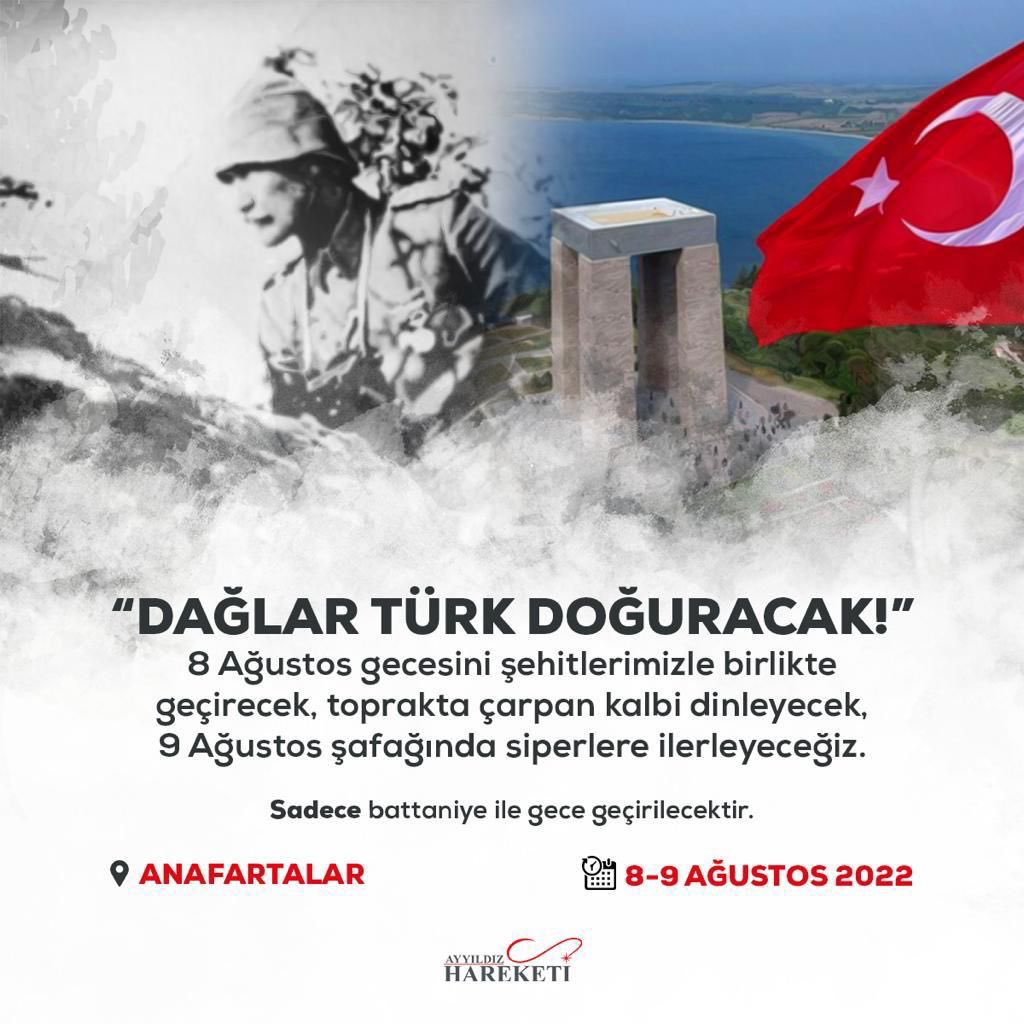 8 Ağustos da Çanakkale'de 
#DağlarTürkDoğuracak
#TürkGençliğiAnafartalarda
@umitozdag
@AyyildizGM