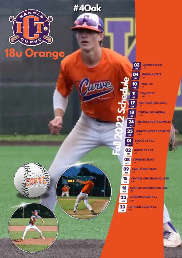 Kansas Curve Orange Fall Schedule ⚾️