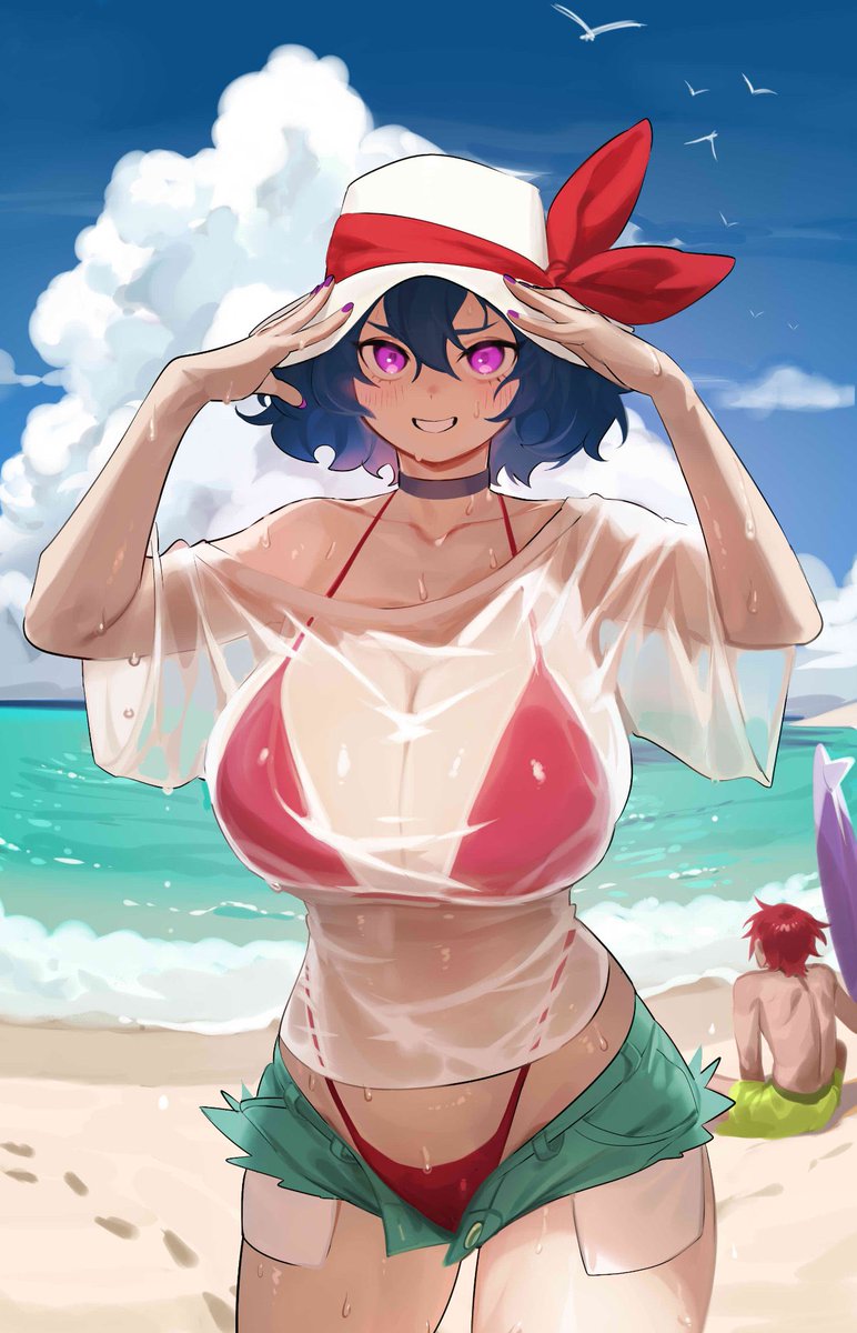 It’s very hot out this summer. Oh, and that’s not water she’s soaked in, that’s sweat.