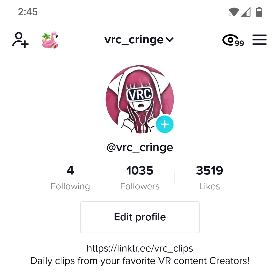 CringeVrc's tweet photo. 1k followers in 16 days!
That's 6 days slower than @vrc_clips , however my account is arguably better 😏 https://t.co/URV0bb587W