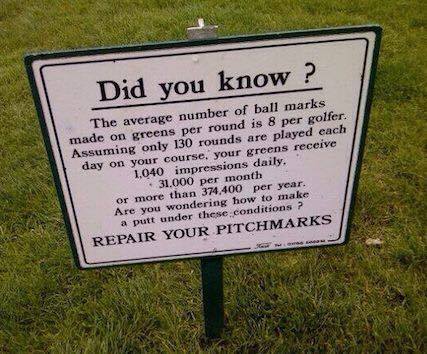 We send this out periodically, but it must be seen....and more importantly, read. 

Like and Share to spread ball mark awareness!!