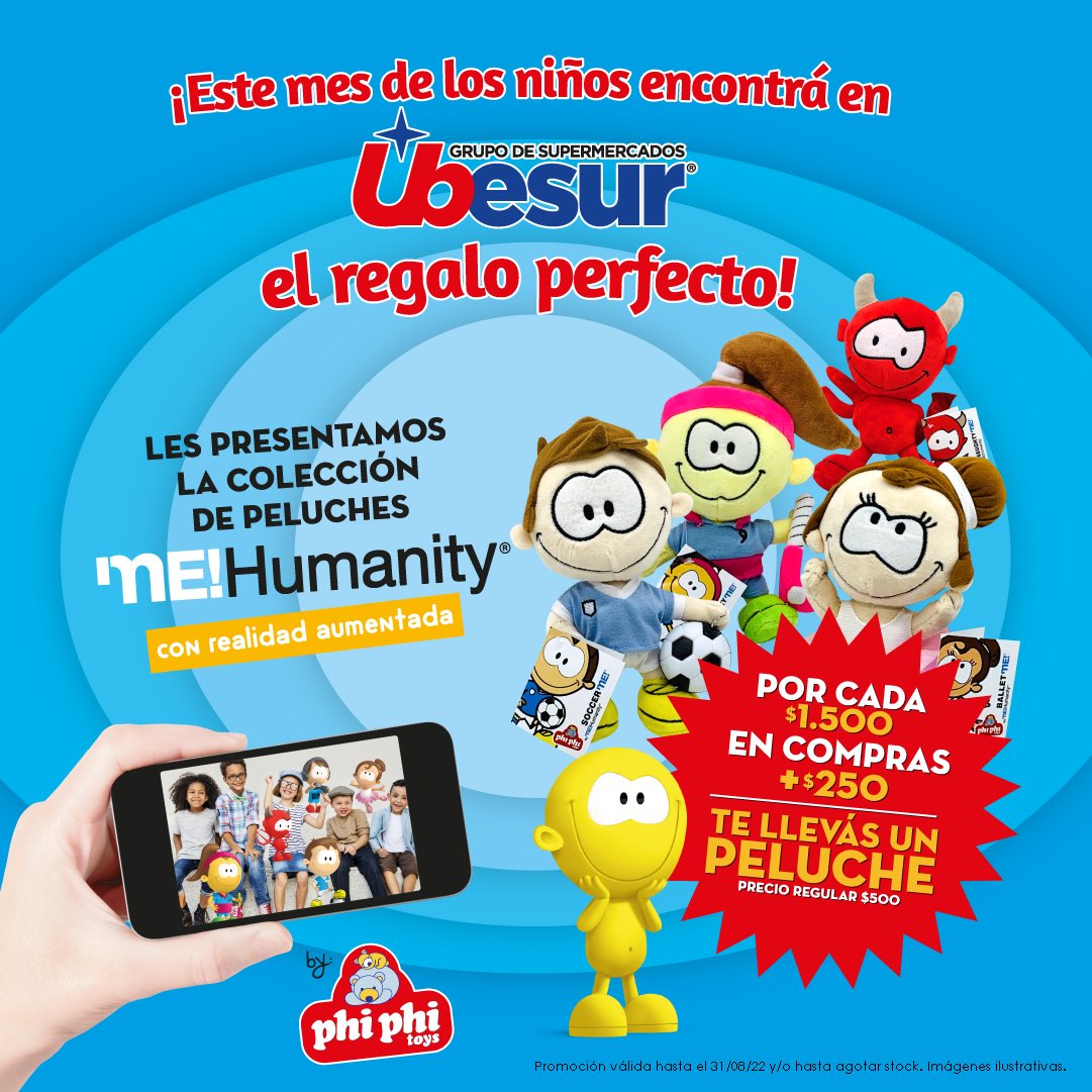 ¡Este mes, no te pierdas estos fantásticos peluches de Me Humanity! que vas a poder encontrar en todos nuestros locales! 💪🏼
Con tus compras cada $ 1.500 + 
$ 250 te llevás un personaje. No te los pierdas, se agotan. 😉
#promo #mesdelosniños #mehumanity #ubesur #canje #phiphitoys