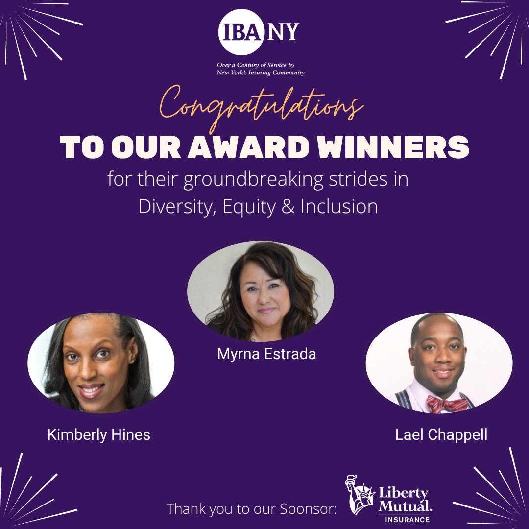 IBANY_NYC's tweet photo. @IBANY_NYC  Congratulates our Award winners ! These insurance professionals are paving the way for the future of Diversity, Equity &amp; Inclusion.
Thank you to Ngozi Nnaji of @AkoConsul  moderating this amazing event and to our sponsor @LibertyMutual 

@HUBInsurance @AttuneInsurance https://t.co/BJnmYZdRHv