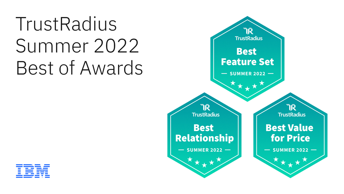 IBMSecurity's tweet photo. IBM Security QRadar and IBM Security Verify both won in all 3 categories of the TrustRadius Summer 2022 Best of Awards:

🏆 Best Feature Set 
🏆 Best Relationship 
🏆 Best Value for Price

Check out the full list of IBM winning products here: https://t.co/7vEhYiJ210 https://t.co/QMRfSD6WBk