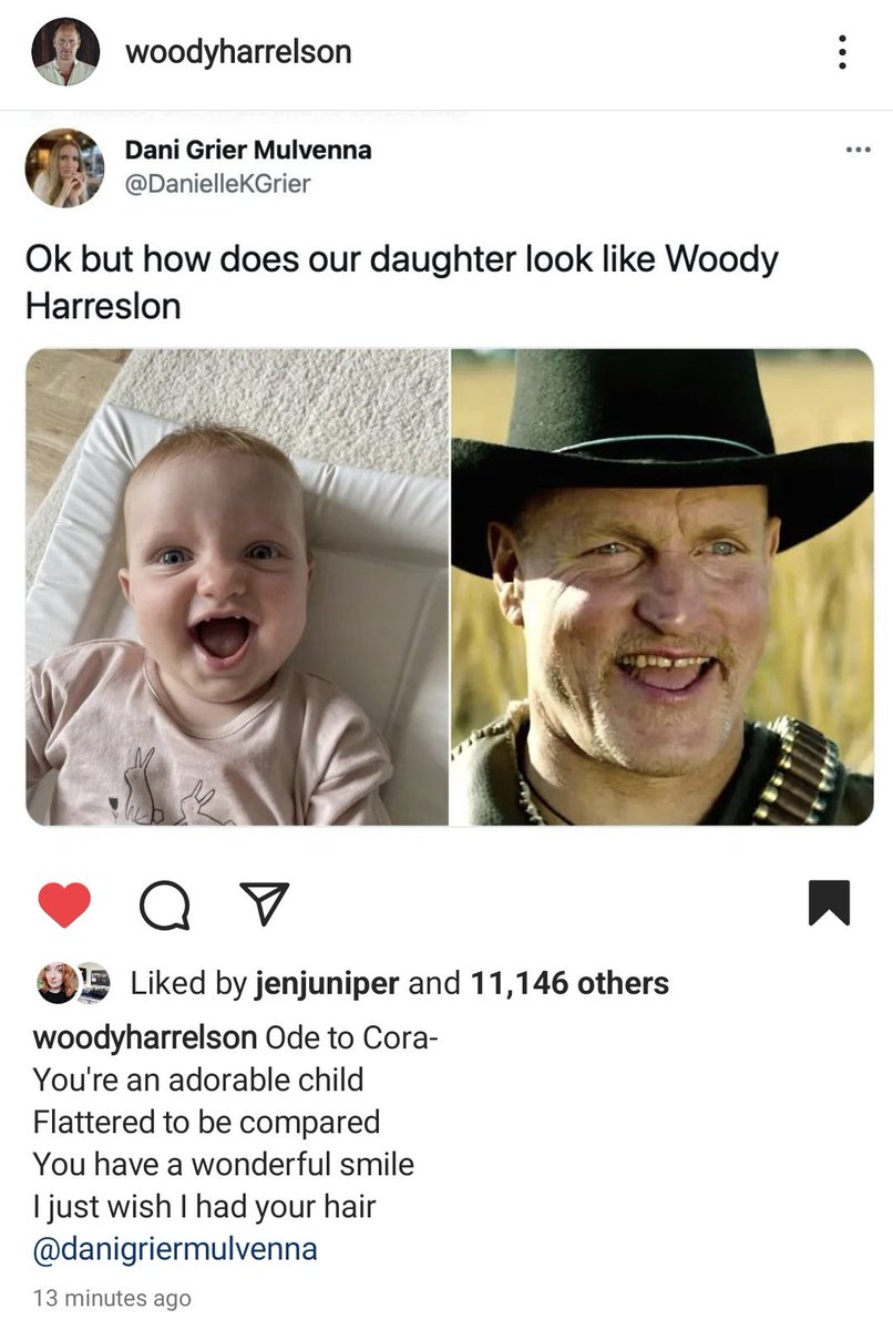 It's not every day Woody Harreslon writes your daughter a poem 🥹