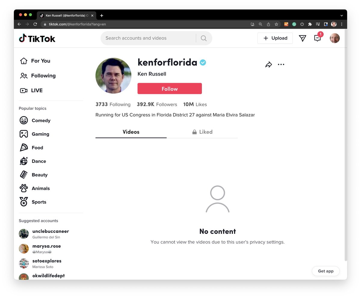 Grant Stern (@grantstern) on Twitter photo I believe this means Miami Commissioner <a href="/kenforflorida/">Ken Russell</a> has blocked me on TikTok for publishing a video about his blatant lies to Democrats concerned about the environment.
Here it is: tiktok.com/@thegrantstern… I believe this means Miami Commissioner <a href="/kenforflorida/">Ken Russell</a> has blocked me on TikTok for publishing a video about his blatant lies to Democrats concerned about the environment.
Here it is: tiktok.com/@thegrantstern…