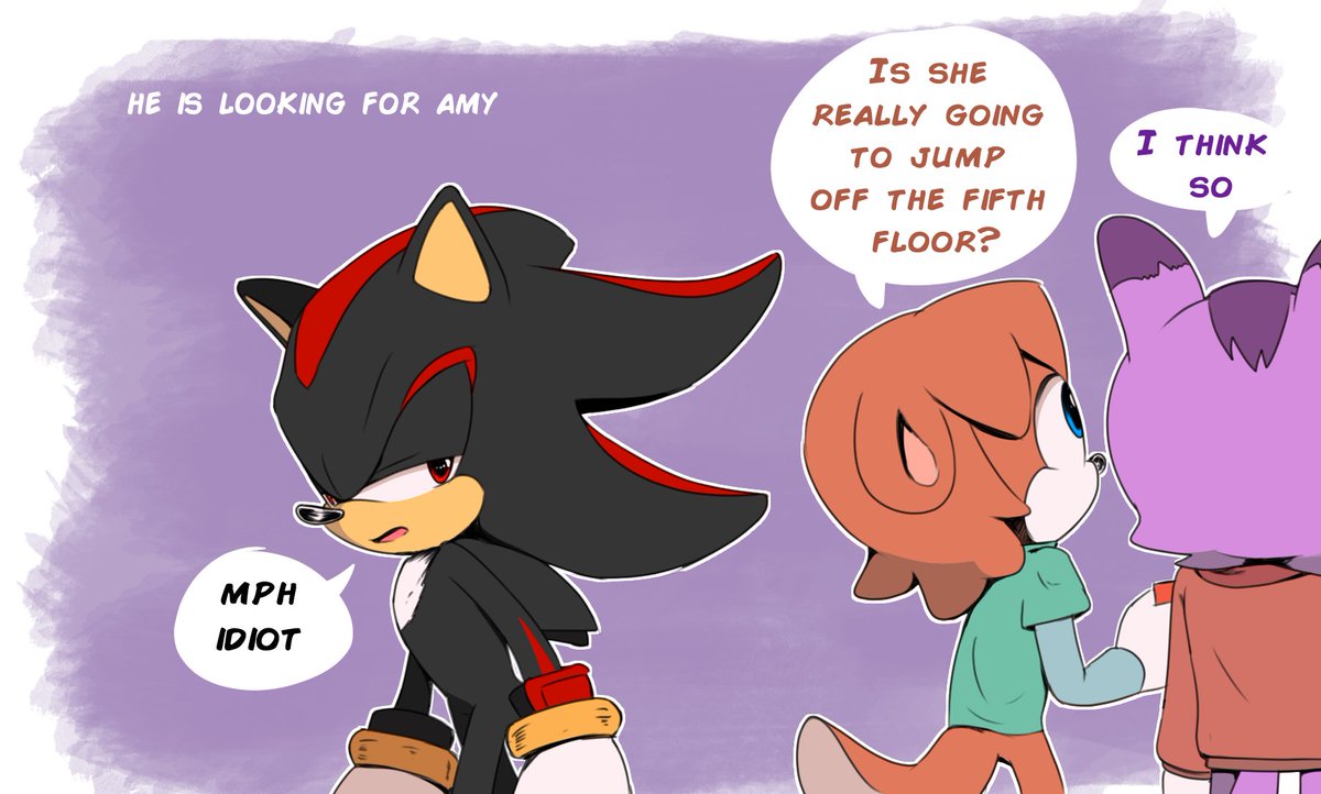 Chocomilk Fanfic on X: Context: Amy and Shadow went out as friends, or so  Amy thought, Shadow thought it was a date 😆, but a gossip show saw them and  now they're