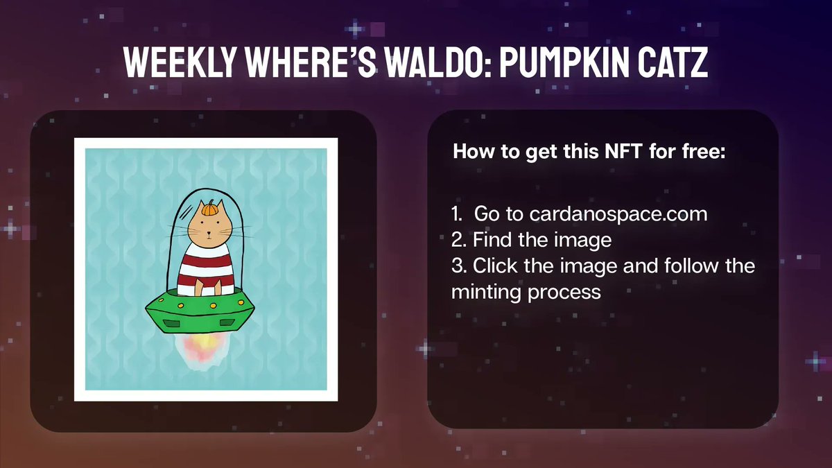 CardanoSpaceNFT's tweet photo. 🔍 Have you found the cat?

👉 Get an NFT for free when you find the featured Weekly Where's Waldo on our website!

Head over to https://t.co/r9TaC9JgNG and start looking 🐈

#Cardano #CardanoCommunity #CNFT https://t.co/HYs5hbSfs1