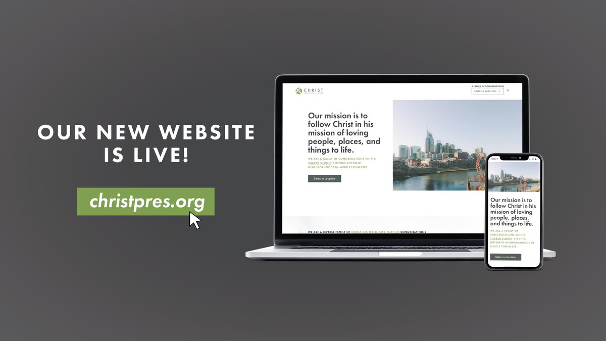 Today, we are excited to announce the launch of a brand new website for Christ Presbyterian Church. The site has been designed to serve as a resource for visitors and church members from our family of congregations across Nashville. Take a peek at christpres.org.