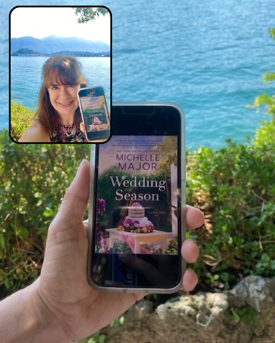 Harlequin Authors "BeReal" with us sharing what they're currently reading! 

Author <a href="/michelle_major1/">Michelle Major</a> is reading her latest, WEDDING SEASON, on beautiful Lake Como. 
harlequin.com/shop/books/978…