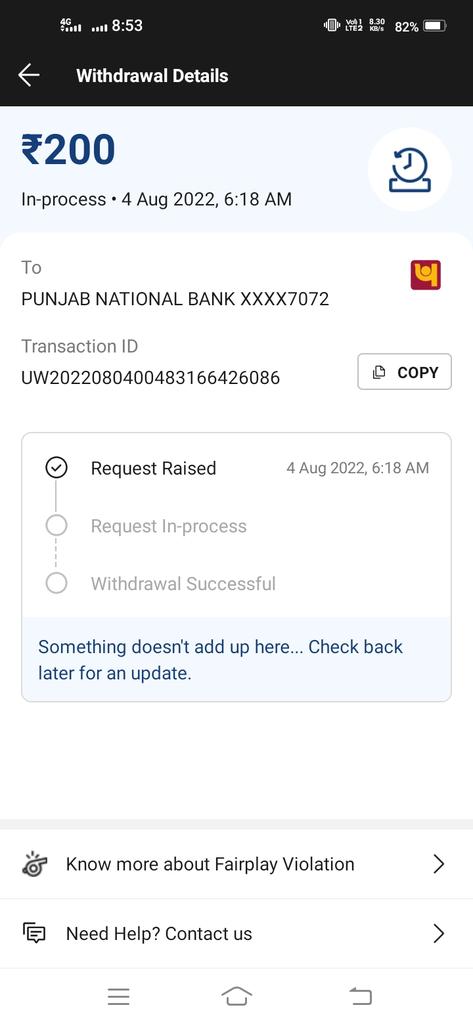 MrRavan2328's tweet photo. @Dream11 Hello sir my withdrawal money is showing in procees since 25 hours.  plz solve my problem... https://t.co/18uuTIsnBb