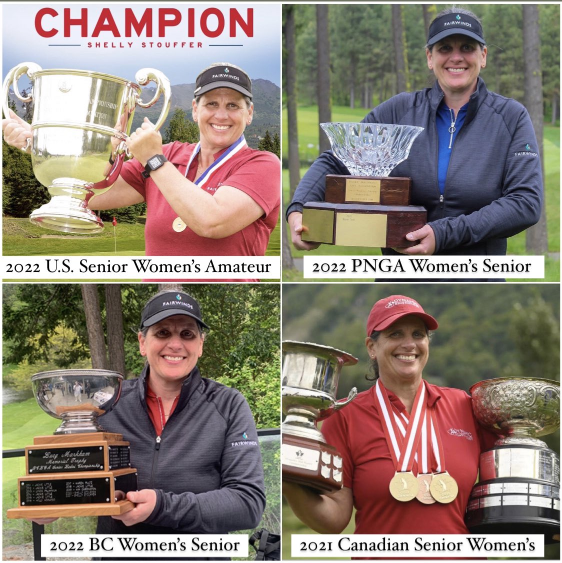 🏆Final: 60th U.S. Senior Women’s Amateur from Anchorage GC in Anchorage, AK. Shelly Stouffer of Nanoose Bay, BC became the first BC player to win a USGA championship! Stouffer adds to her impressive past 12 months!

📸: BC Golf, Golf Canada, PNGA, USGA