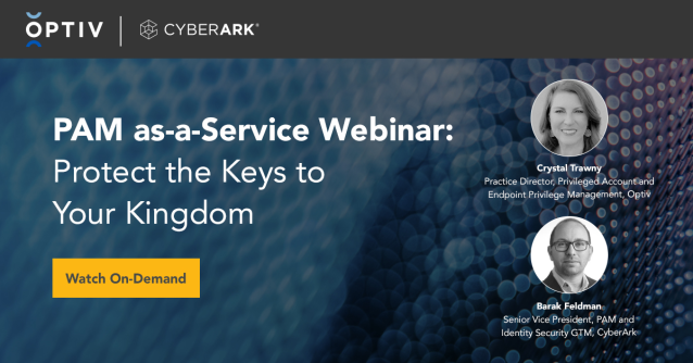 tfrey's tweet photo. It's time privileged access management (PAM) evolved. Join @Optiv and #CyberArk to see how PAM as-a-Service can manage #CyberRisk and safeguard sensitive credentials – watch on-demand now: https://t.co/8nnbWYRXm8 https://t.co/e043H6wnwY