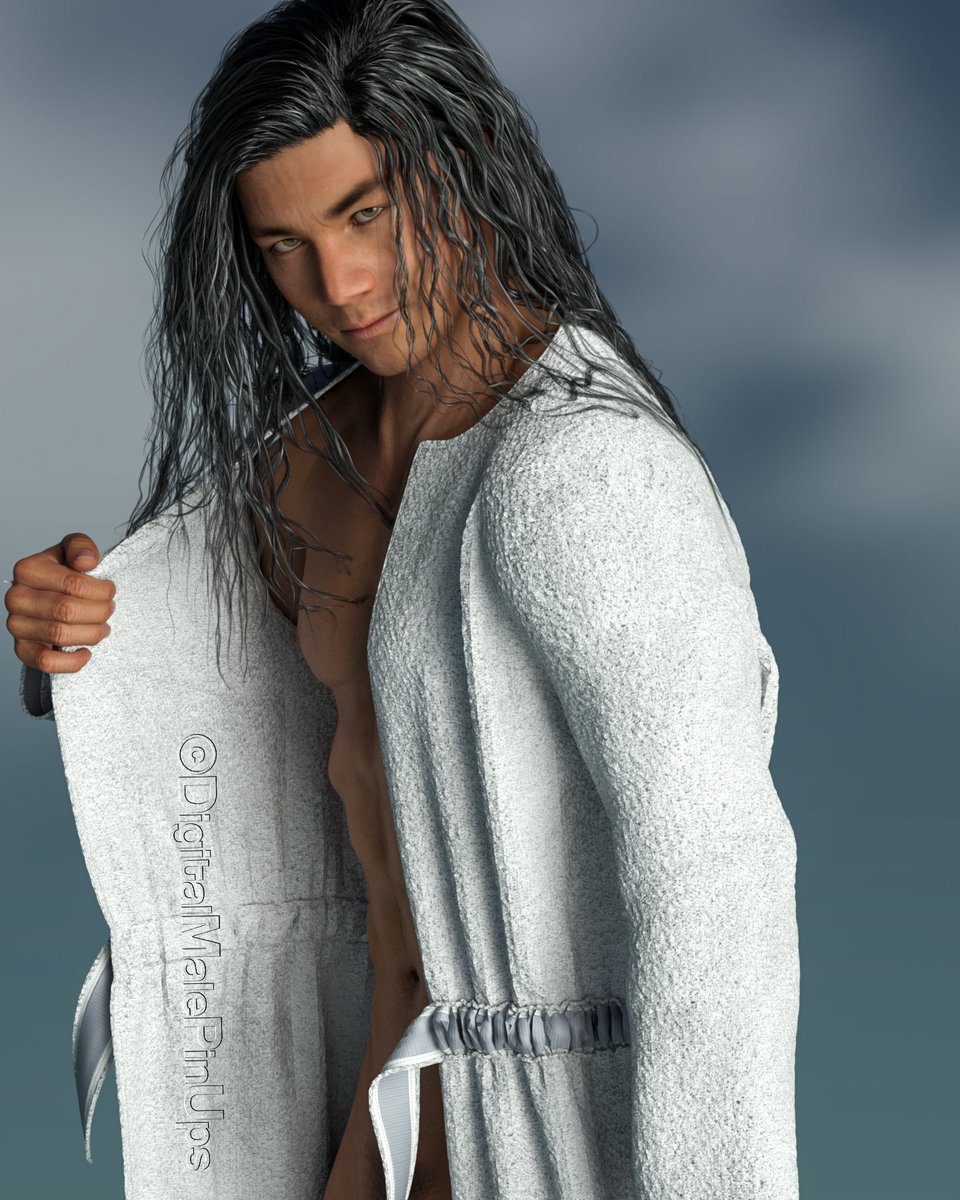 DigitalMalePU's tweet photo. Tease 
#Robe made in #MarvelousDesigner, scene with #DazStudio/#Iray 
Thanks for looking!
#Digitalart #cgart #3dart #gayart #asian #longhairdontcare #portrait #tease https://t.co/qyPvHV5BY3