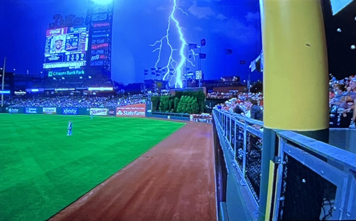 KevinNegandhi's tweet photo. Thor’s first game w the Phillies. And this happens… coincidence? I think not. https://t.co/5IToZrmbez