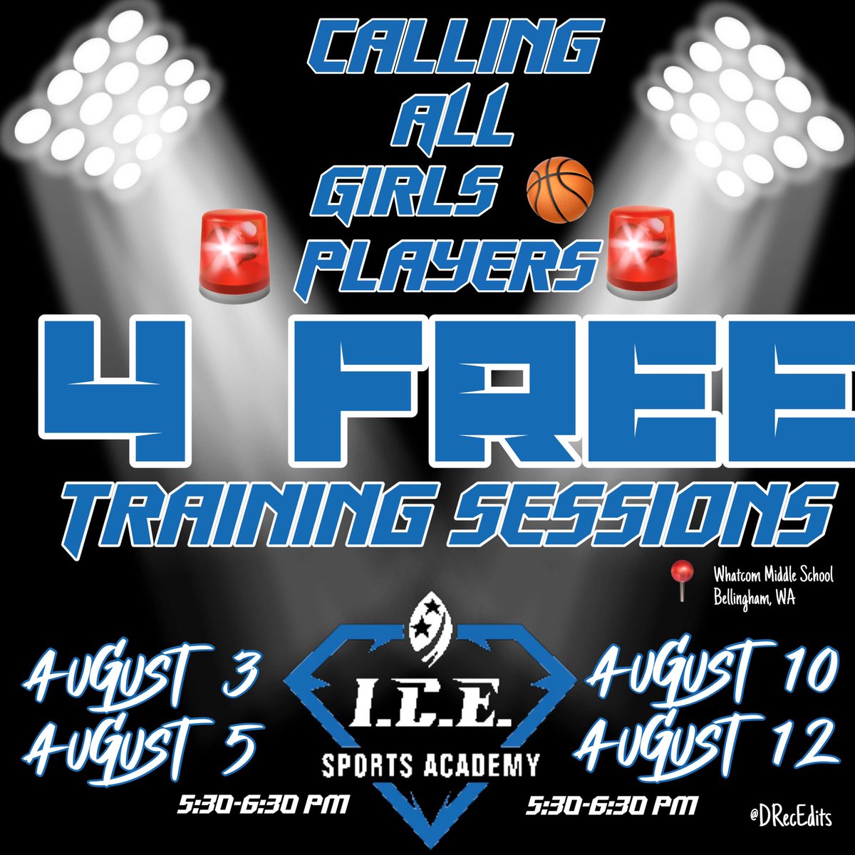 DevinRecord's tweet photo. Workout #2 is TOMORROW!!

Any age youth girl basketball players in the area come out and get some work in the gym!

These are FREE &amp; open to ALL AGES!

📍Whatcom Middle School (Bellingham, WA)
⏰ 5:30-6:30pm

#LadyIce https://t.co/gW3p7UzyYf