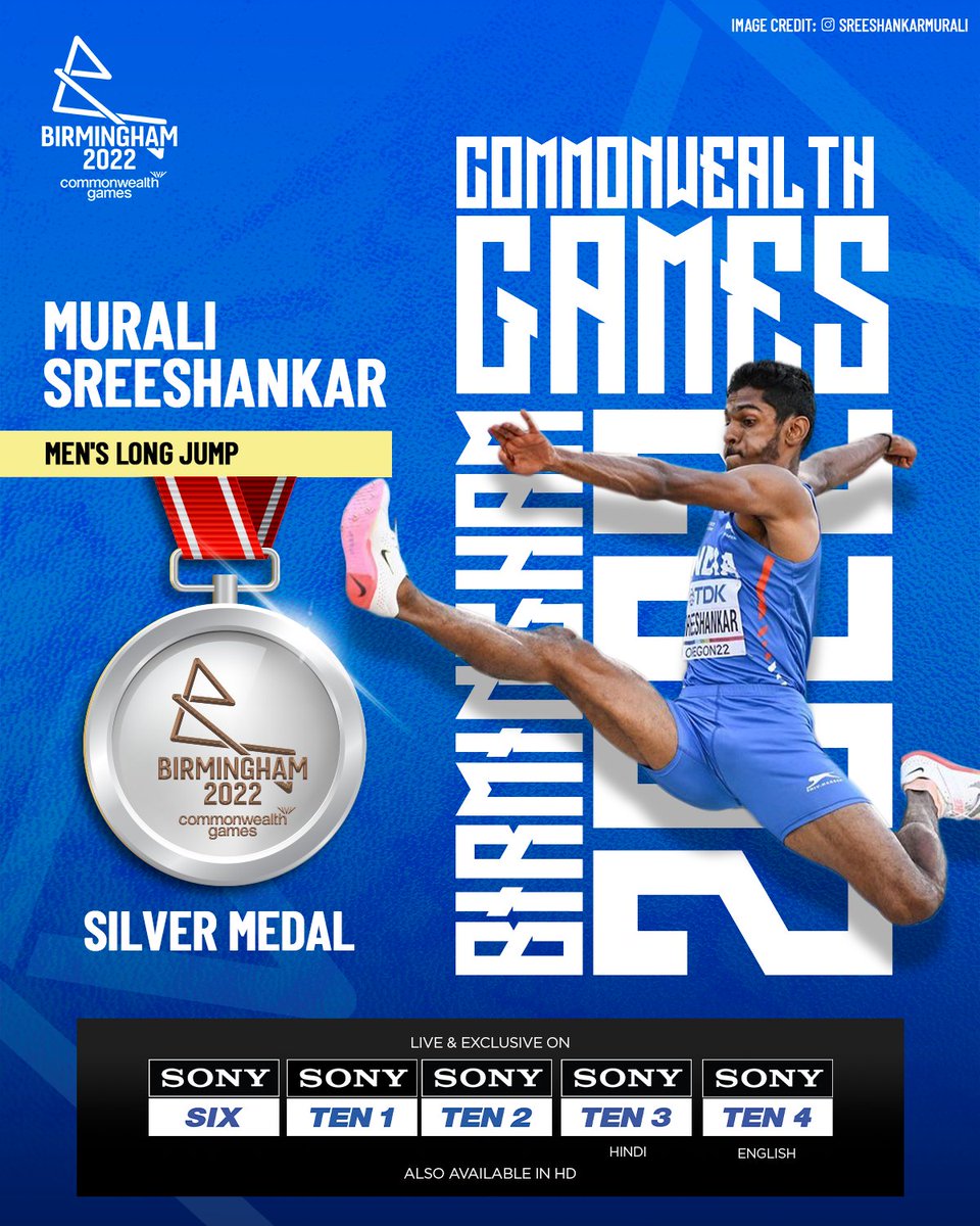 𝙃 𝙄 𝙎 𝙏 🥈 𝙍 𝙄 𝘾 

Presenting 🇮🇳's first-ever male jumper to win a CWG Medal in Long Jump 🤩

Congratulations, Murali! You've made us all so proud ❤️ 

#BirminghamMeinJitegaHindustanHamara 🫶

#MuraliSreeshankar #CWG2022 #SonySportsNetwork #SirfSonyPeDikhega #B2022