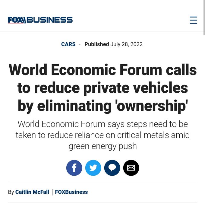 ecPolitics_j's tweet photo. #EliteLeft hide behind #WEF to force in #GlobalCommunism via  #ClimateChange as s service. Just like their stop Private #Property Ownership agenda, they now call for the end to Private #Vehicles Ownership, they want you to rent in #EcoDystopia https://t.co/CIaKMj865V