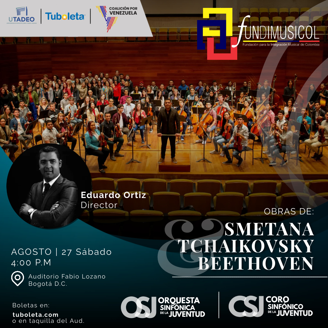 La Fundación para la Integración Musical de Colombia se complace en invitarlos al V Concierto de la temporada 2022, a cargo de la Orquesta y Coro Sinfónico de la Juventud, bajo la batuta del maestro Eduardo Ortiz. 
<a href="/coalicionve/">Coalición por Venezuela</a> <a href="/mincultura/">MinCultura Colombia</a> @venezolanos_en_bogota