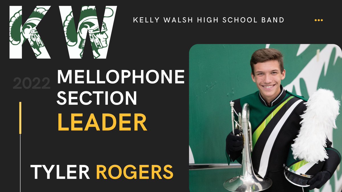 kellywalshband's tweet image. KW Band Leadership Spotlight. Mellophone Section Leader Tyler Rogers! #trojanperfect #pandora #chaosunleashed