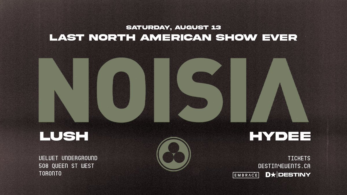 destinyevents's tweet photo. NOISIA is coming to #Toronto next weekend! Big DJ, Small Club! Limited Capacity! Get your tickets now: https://t.co/zzM0e5ZWZr #dnb #bassmusic #torontoevents https://t.co/gtVp4A6oiS