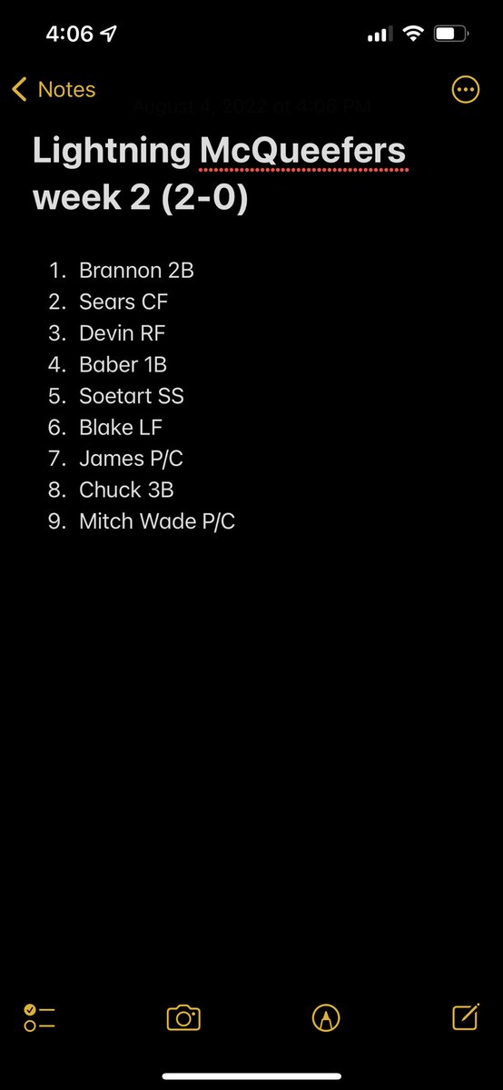 LMcqueefers's tweet photo. Some lack of commitment from the fellas, but luckily they have 3 elite outfielders tonight. @colebaber68 rises in the order with his performance last week. #getqueefed https://t.co/gbClJKoNxd