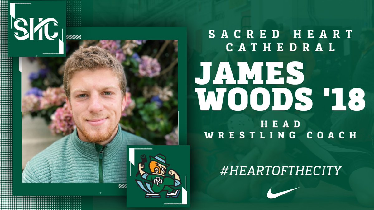 SHCathletics's tweet photo. Sacred Heart Cathedral Athletics is pleased to announce that James Woods ’18 has been named head coach of the Irish Wrestling program. Congratulations and Go IRISH! #HeartOfTheCity https://t.co/F2g15KF425