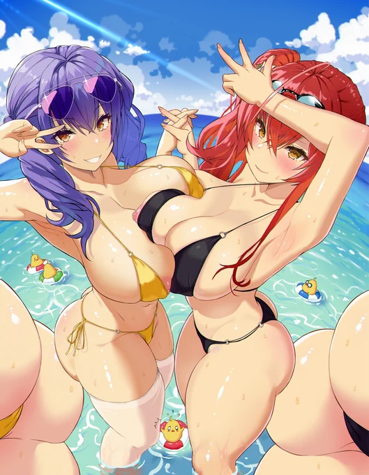 水着ザラとポーラ(一年前の絵🫠 