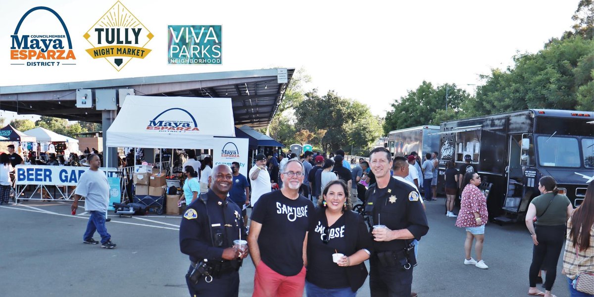 MayaEsparzaSJ's tweet photo. The Tully Night Market went off last night! Can't wait for next week! It’s incredible to see so many residents come to #shoplocal, listen to #livemusic, eat at #foodtrucks, &amp; more! Thx to sanjosefoos for spreading the word!

#sanjose #community #MayaEsparza #parks #supportlocal https://t.co/SDGpD9w1Wt