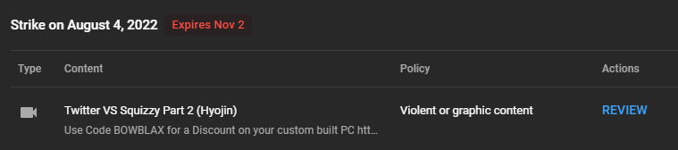 Bowblax's tweet photo. Twitter VS Hyojin Part 2 was been TAKEN DOWN and STRIKED for VIOLENCE!! 

There is NO Violence in my video only words on a screen (tweets)

This is a massive error @TeamYouTube Fix this!! https://t.co/U0IHbGwV1r
