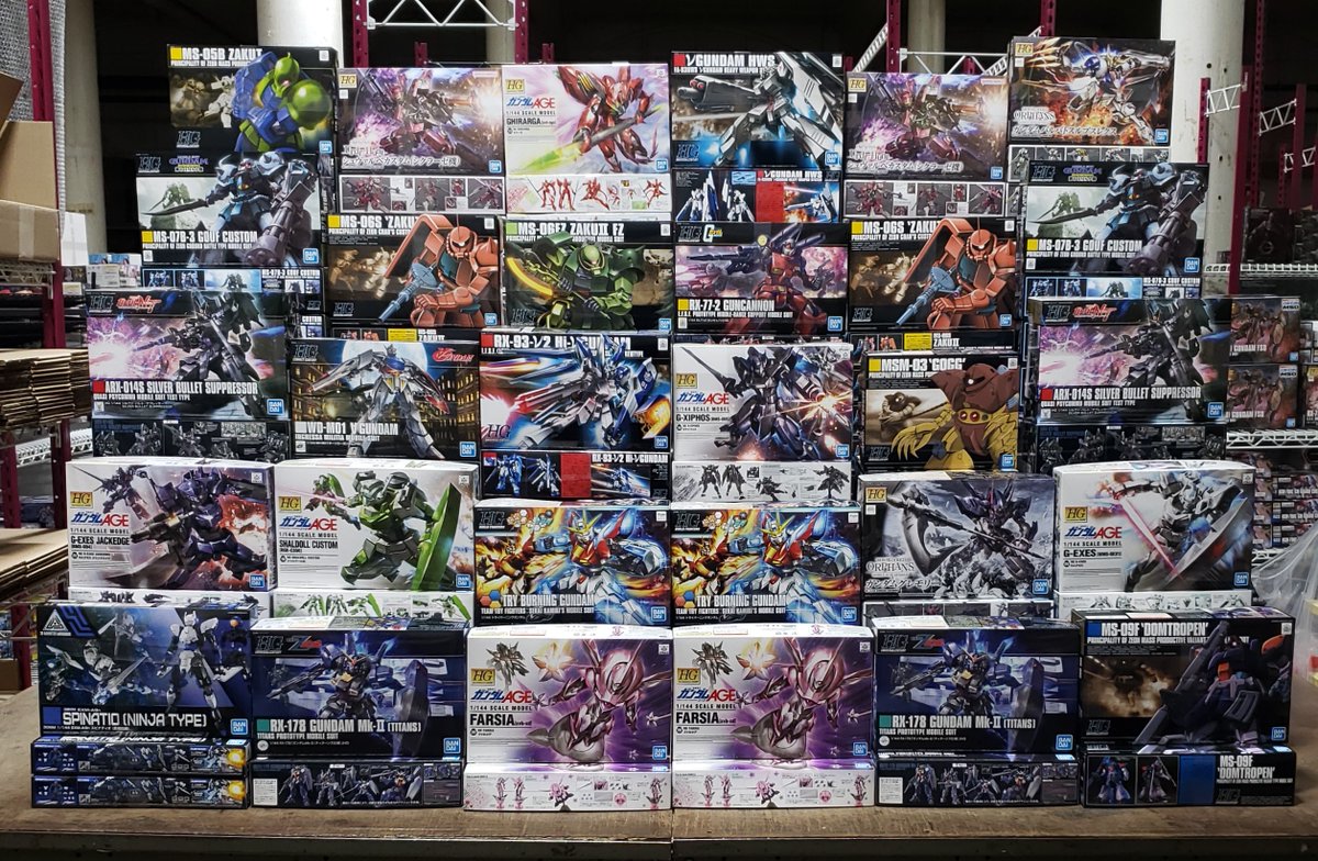 gundampros's tweet photo. In today's tower we have the Brand New IBO #44 Cyclase's Schwalbe Custom, a bunch of Gundam Age kits, and so many more great High Grades and Paints!! Get them while they last. #gundamshipmenttower #gunpla #gundambuilder #modelkits #gundampros #gundamcommunity #gunplacommunity https://t.co/Wqdgwa69Lw
