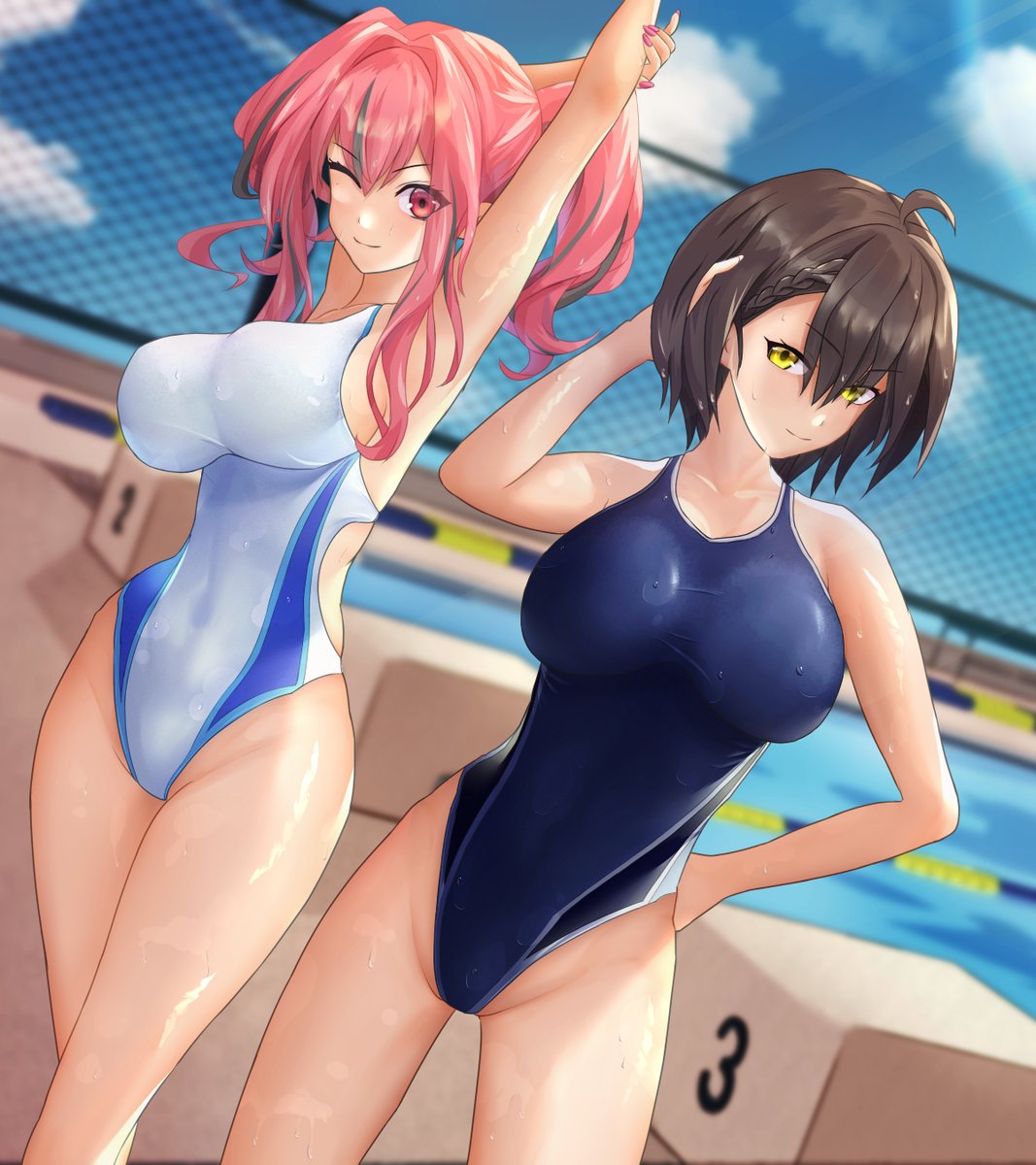 こないだ描いた競スクをプロに添削してもらった奴です 