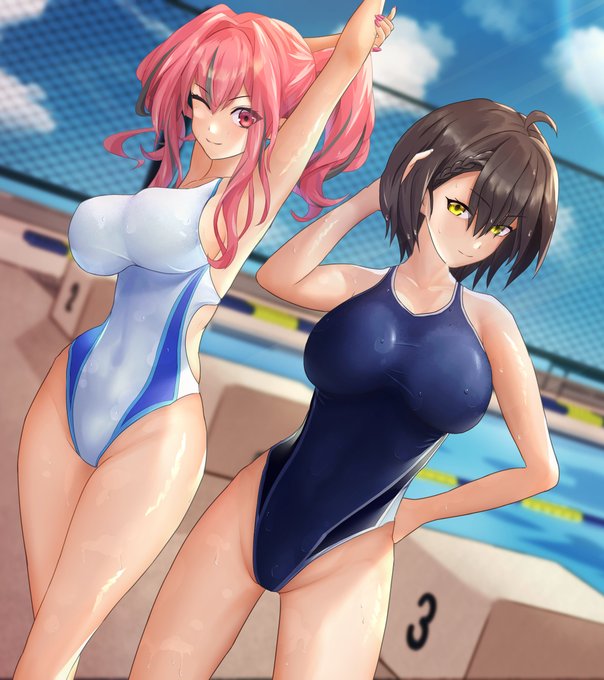 こないだ描いた競スクをプロに添削してもらった奴です 