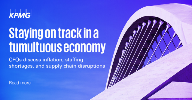 cakers74's tweet photo. #Inflation, #financialplanningandanalysis, #supplychaindisruption and #labormarket were considered the most critical issues by CFO’s on a recent call hosted by @KPMG_US inc #economist @tmahedy. Read more in this Insights article. https://t.co/Gn0whfZOAw https://t.co/XMWDhN0d7J