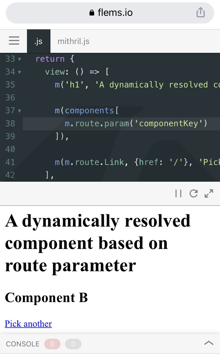 mithrildotjs's tweet photo. Solved with Mithril:
✅ Dynamic component based on route parameter

💬 https://t.co/EzYET2aDID

💻 https://t.co/QZ6FvJgSVs https://t.co/eKnSfjfzik