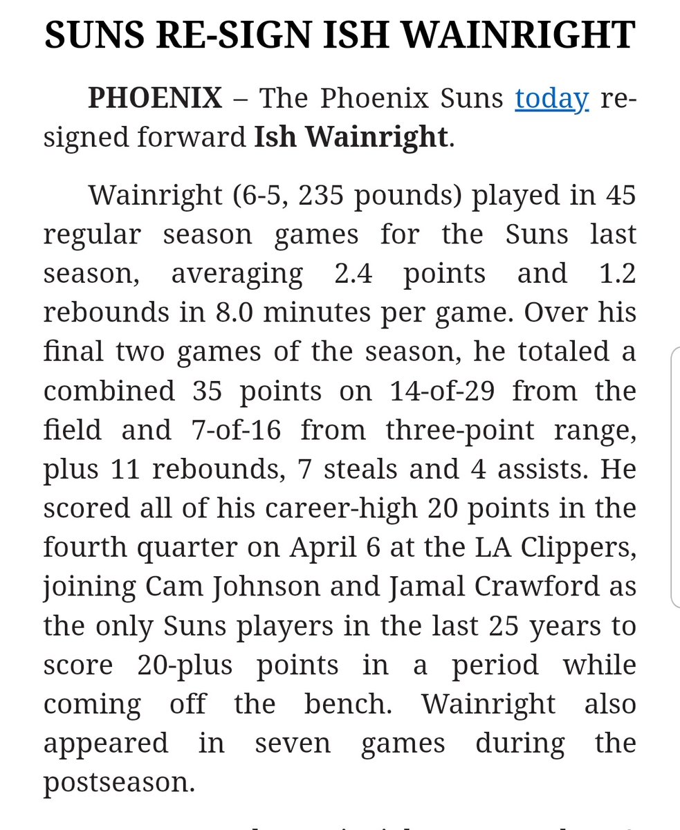 Suns Re-Sign Ish Wainright To Two-Way Deal