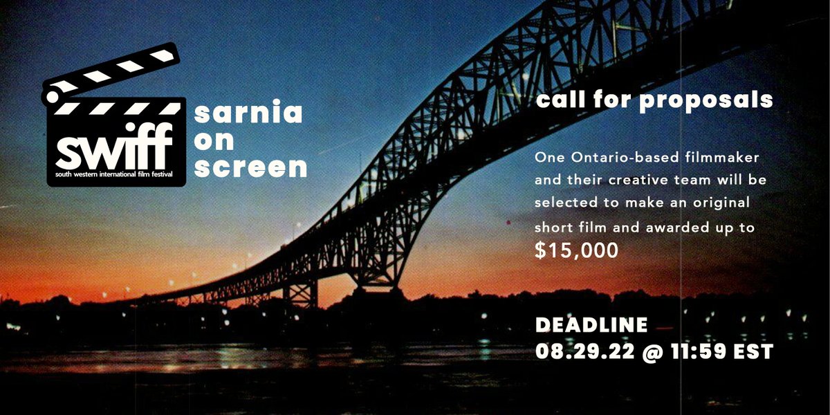 LIFTfilm's tweet photo. SUBMISSION—Check out #LIFTOrgMember the South Western International Film Festival's call for proposals: SARNIA ON SCREEN. Seeking short #films that highlight #SarniaLambton's history, nature, culture, and/or communities. Deadline: August 29, 2022. @swiffca https://t.co/YfaAJ1QFgR https://t.co/LoP5xv9kPJ